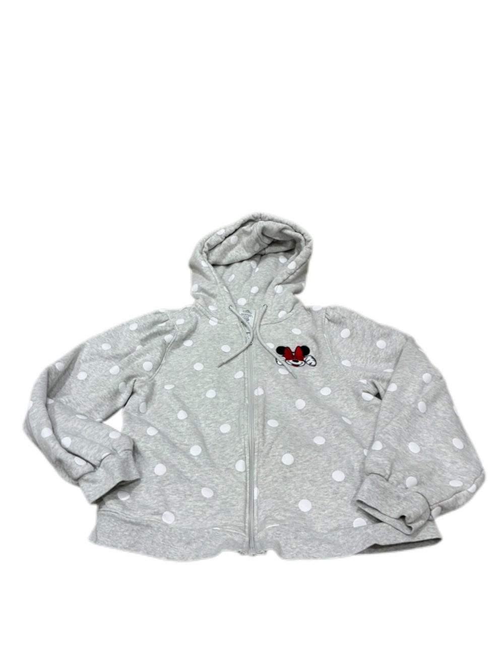 Women’s Gray Polka Dot Hooded Zip Jacket with Minnie Patch